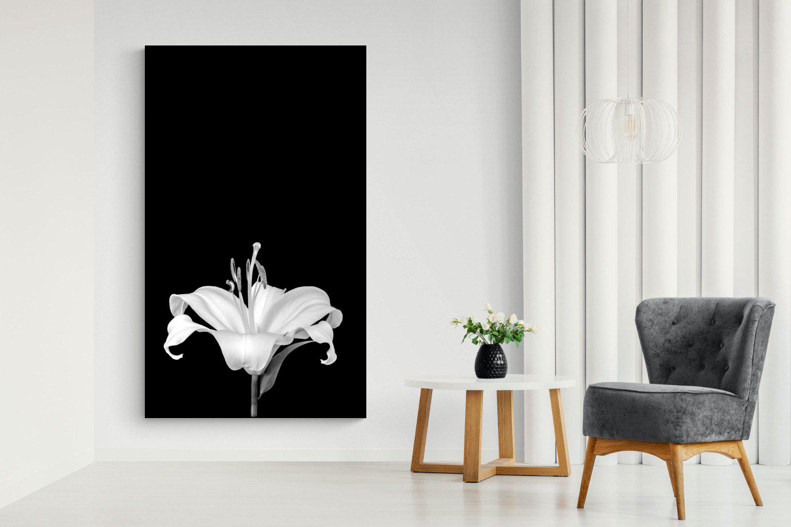 Lily on Black-Wall_Art-130 x 220cm-Mounted Canvas-No Frame-Pixalot