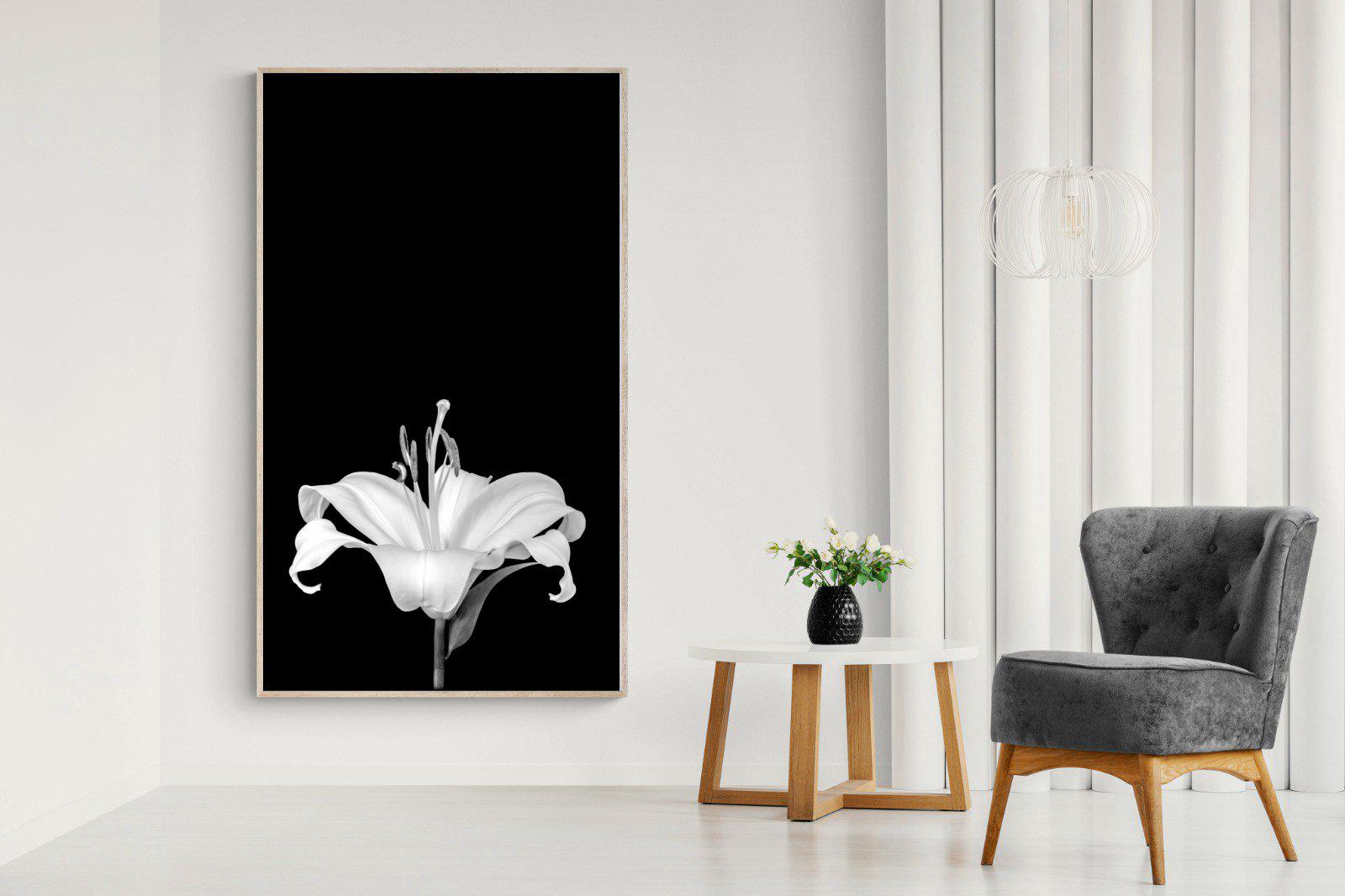 Lily on Black-Wall_Art-130 x 220cm-Mounted Canvas-Wood-Pixalot
