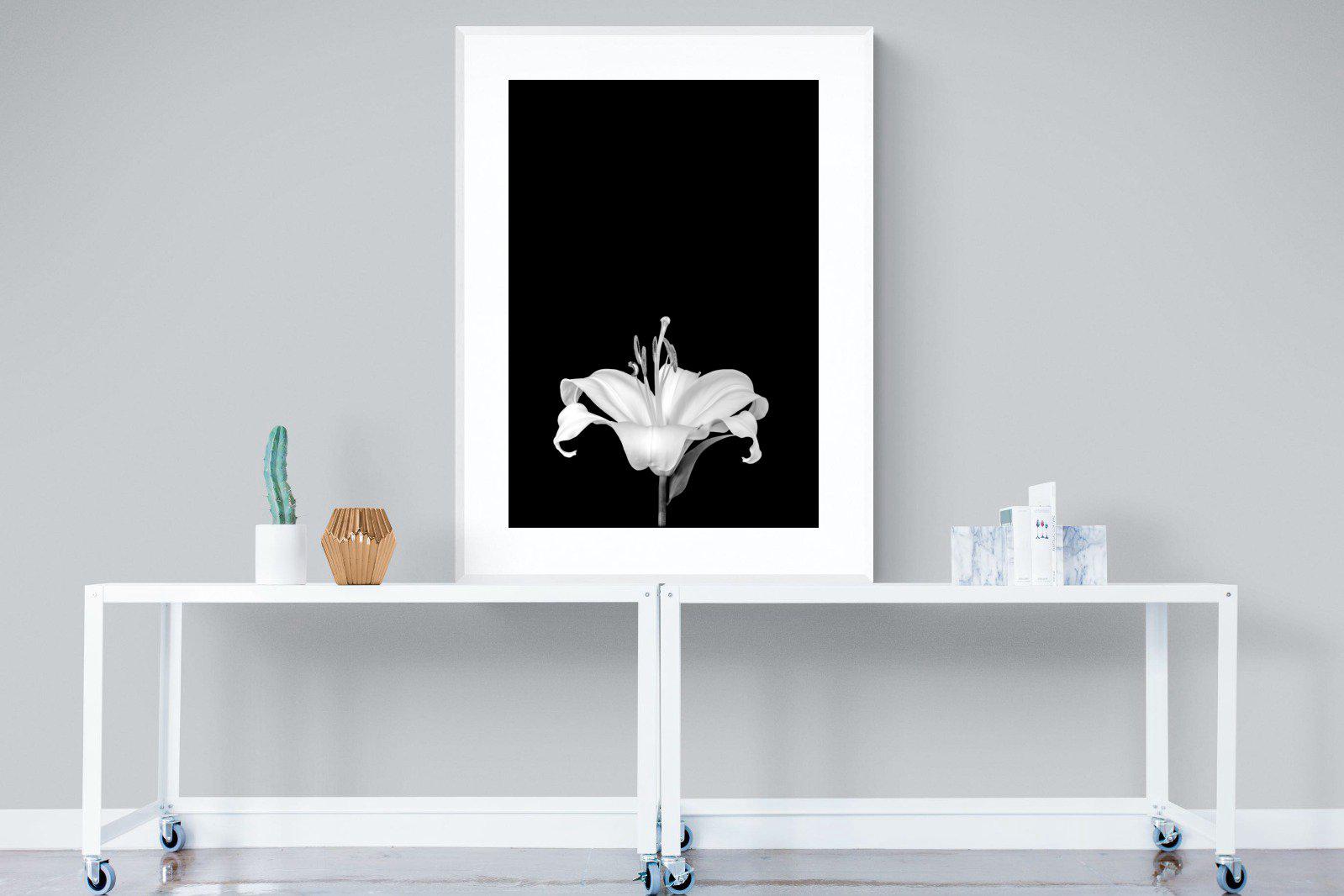 Lily on Black-Wall_Art-90 x 120cm-Framed Print-White-Pixalot