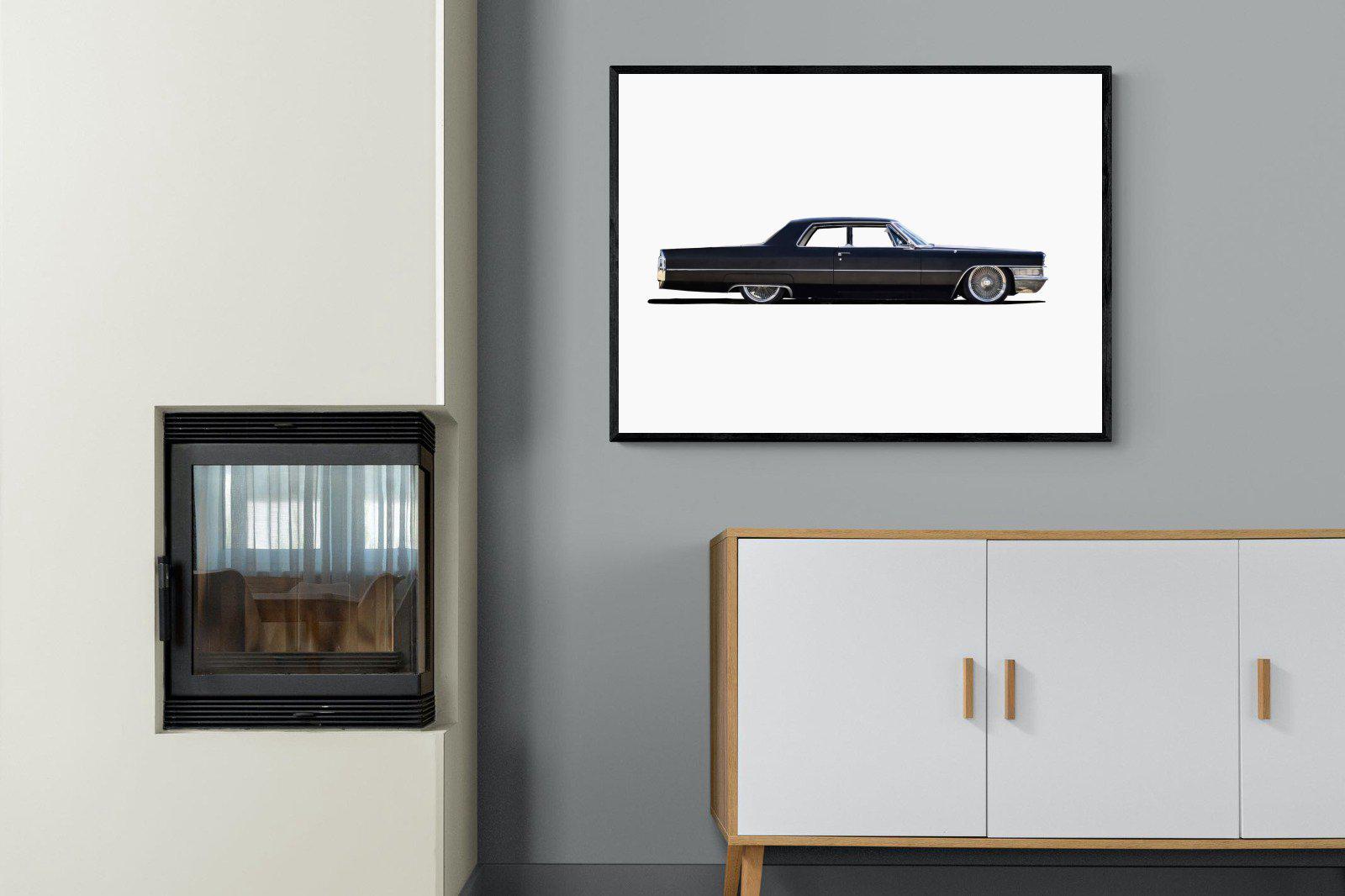 Lincoln Continental-Wall_Art-100 x 75cm-Mounted Canvas-Black-Pixalot