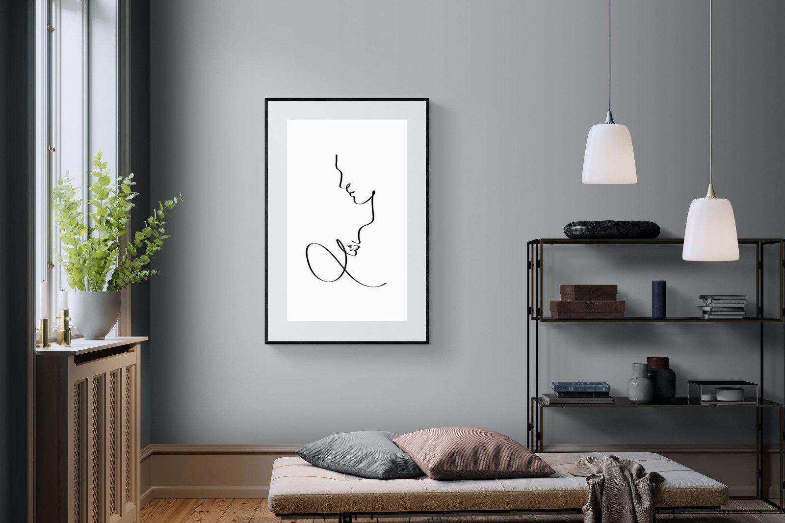 Line Drawn Couple-Wall_Art-100 x 150cm-Framed Print-Black-Pixalot