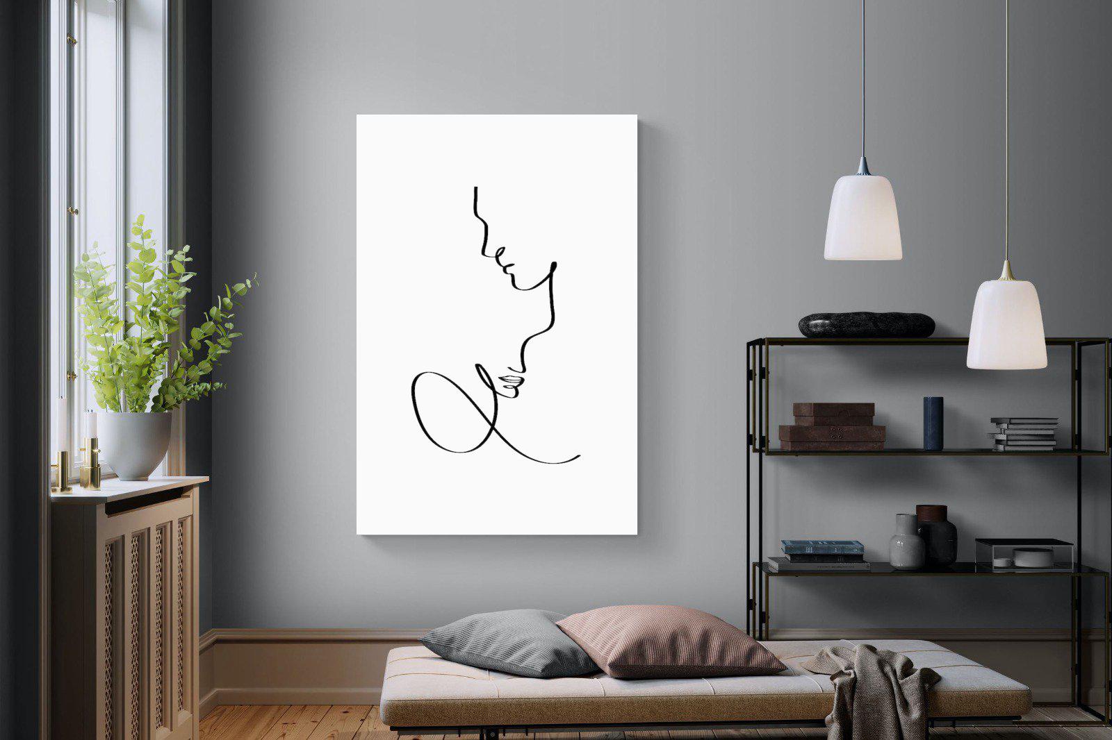 Line Drawn Couple-Wall_Art-120 x 180cm-Mounted Canvas-No Frame-Pixalot