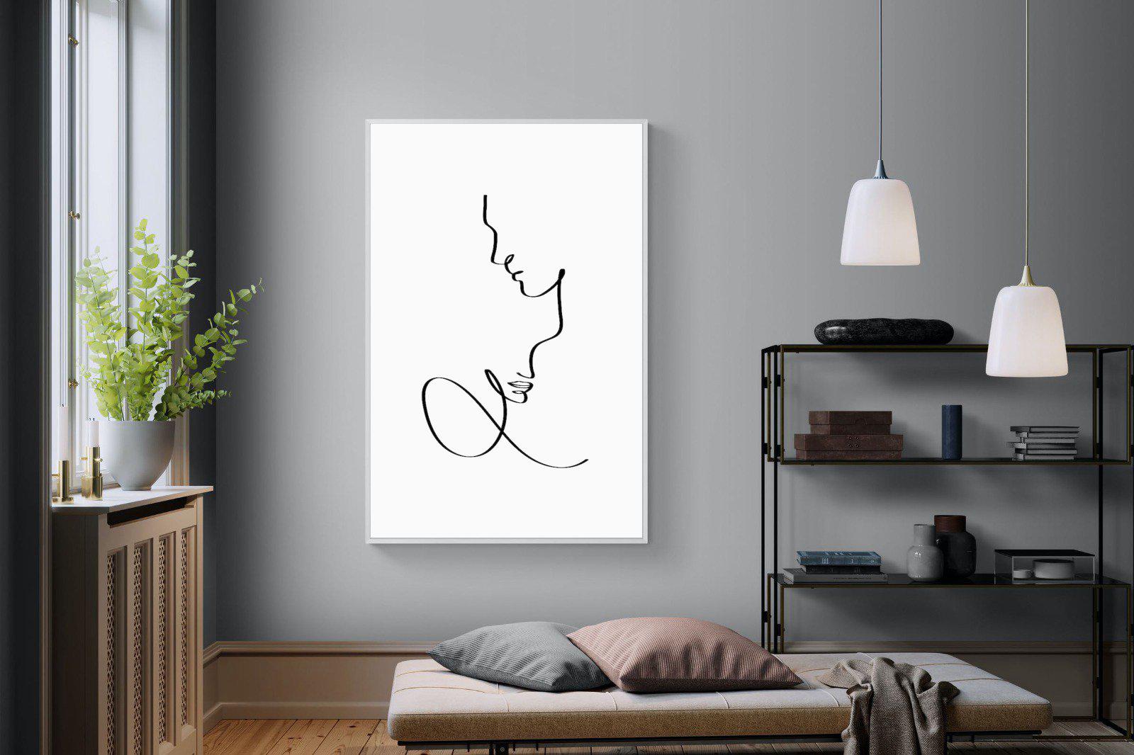 Line Drawn Couple-Wall_Art-120 x 180cm-Mounted Canvas-White-Pixalot