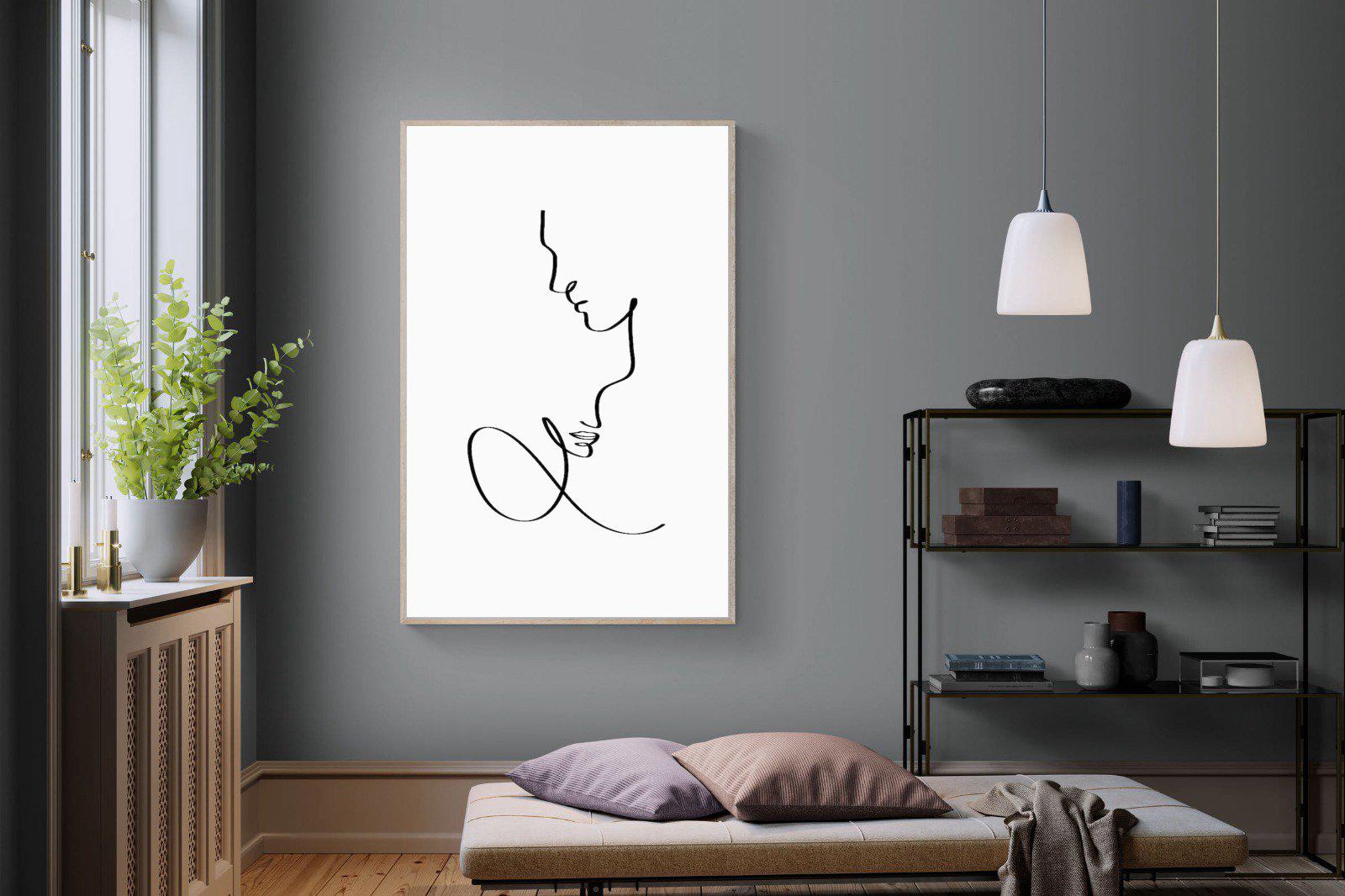 Line Drawn Couple-Wall_Art-120 x 180cm-Mounted Canvas-Wood-Pixalot