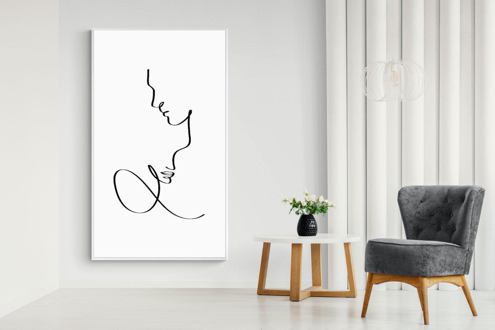 Line Drawn Couple-Wall_Art-130 x 220cm-Mounted Canvas-White-Pixalot