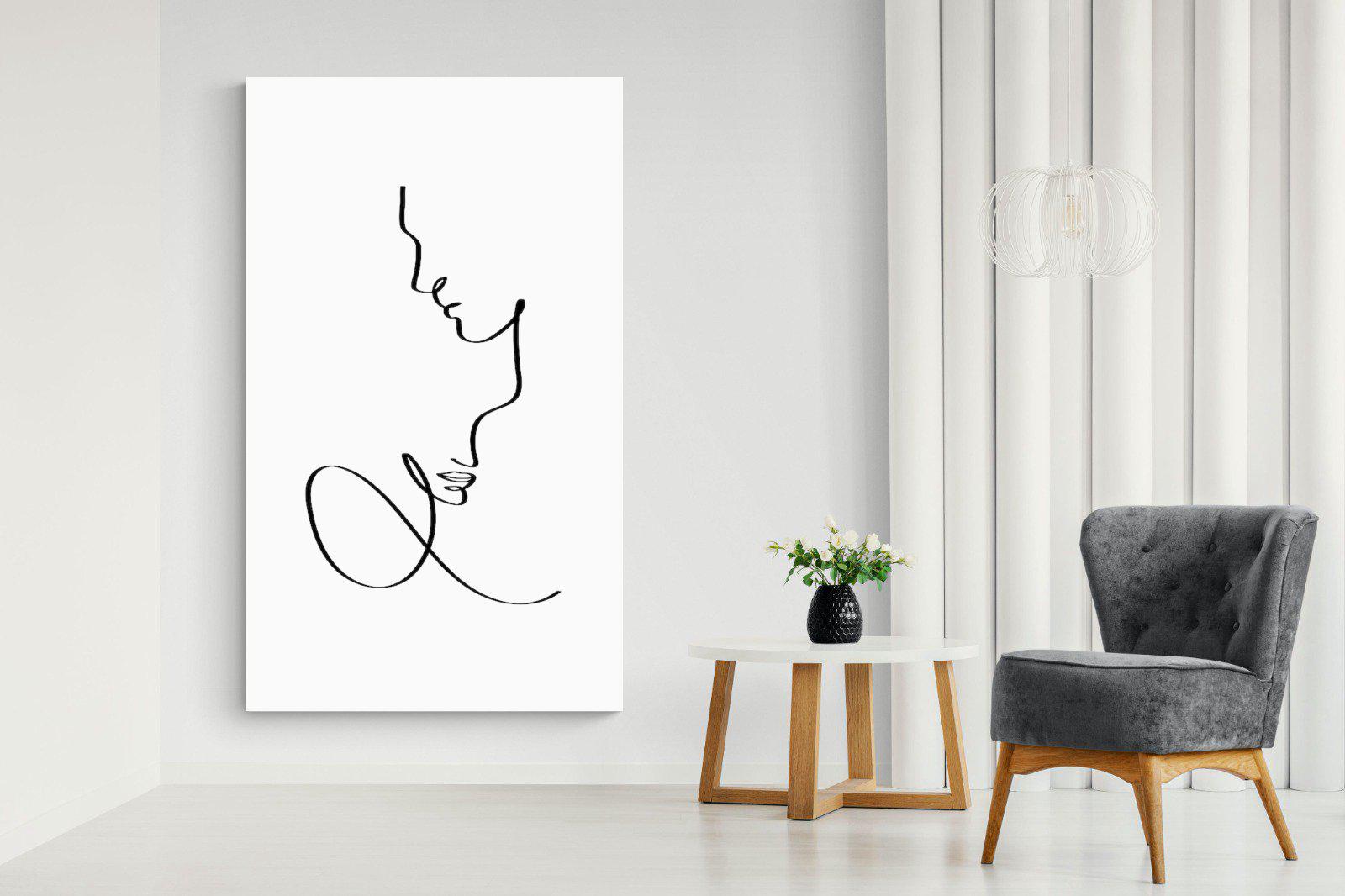 Line Drawn Couple-Wall_Art-130 x 220cm-Mounted Canvas-No Frame-Pixalot