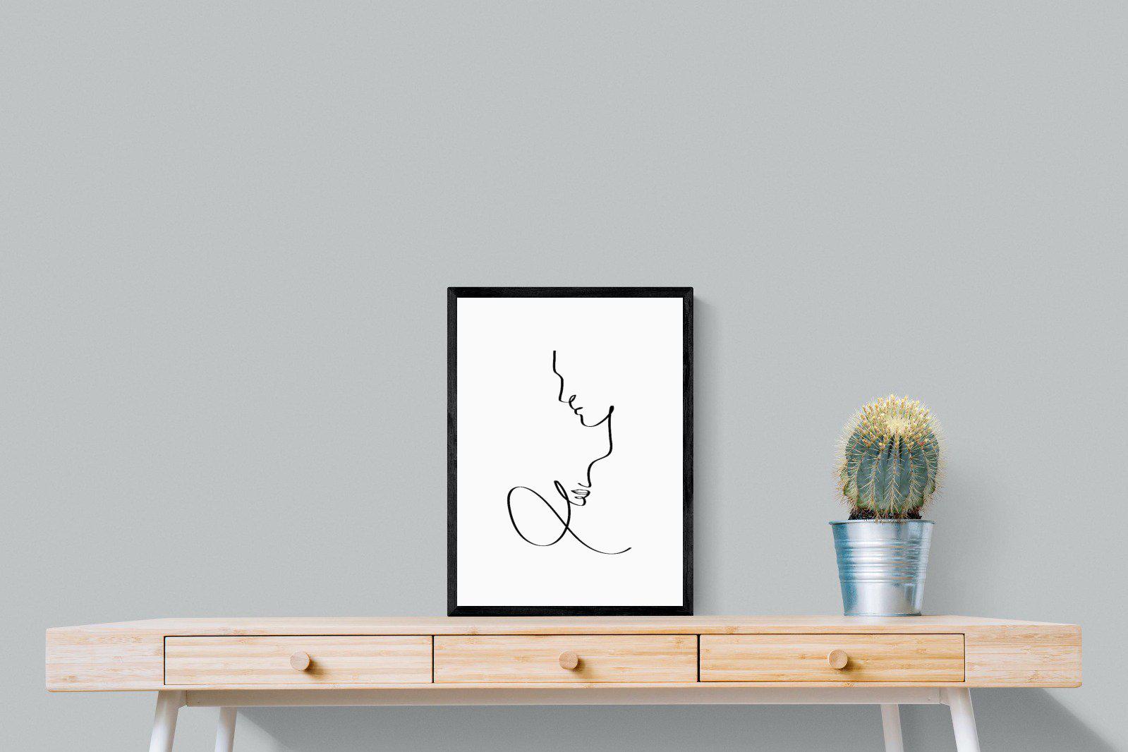 Line Drawn Couple-Wall_Art-45 x 60cm-Mounted Canvas-Black-Pixalot