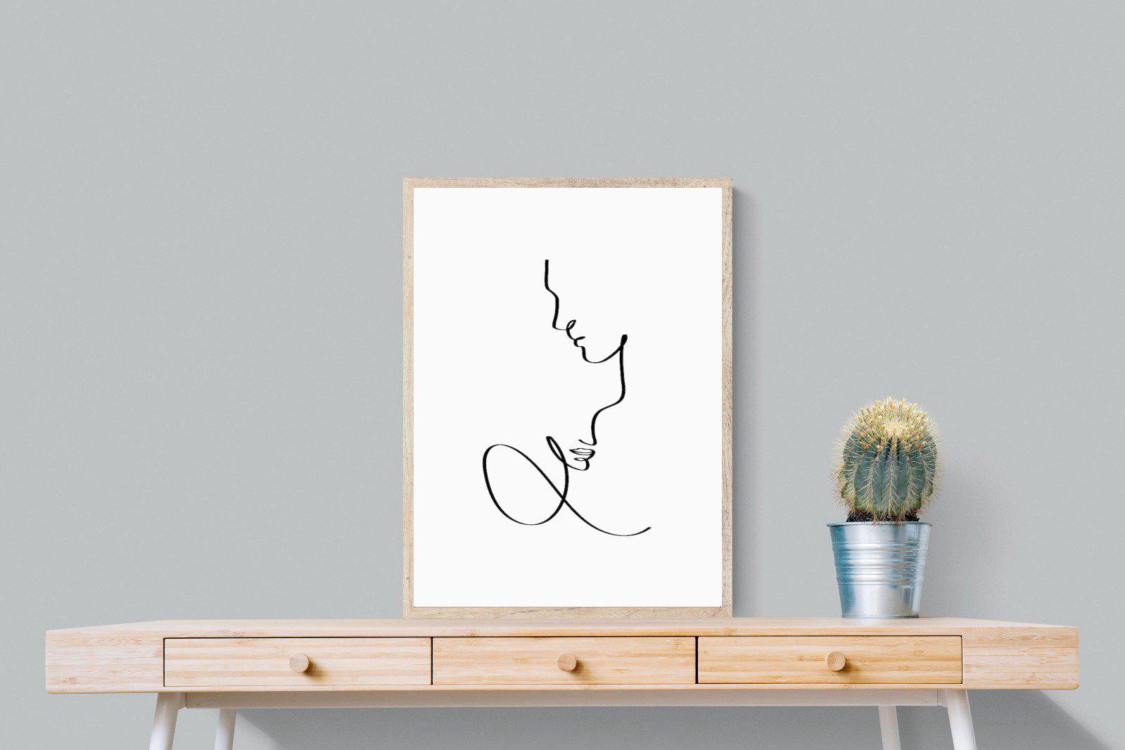 Line Drawn Couple-Wall_Art-60 x 80cm-Mounted Canvas-Wood-Pixalot
