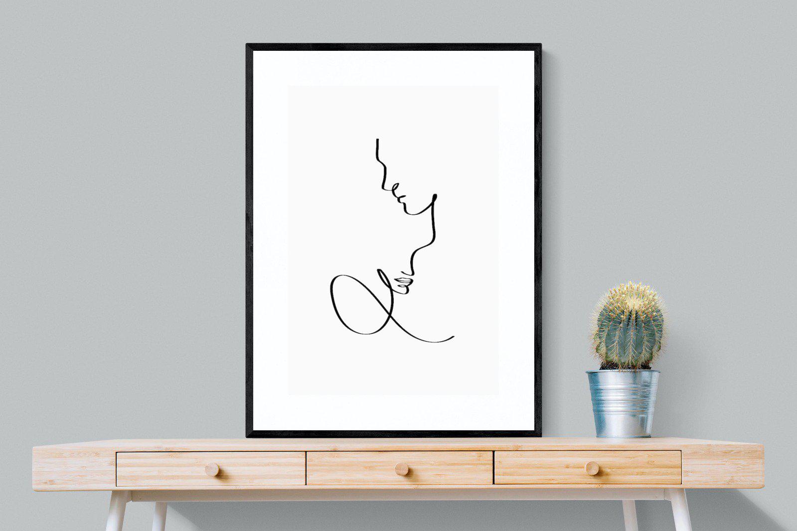 Line Drawn Couple-Wall_Art-75 x 100cm-Framed Print-Black-Pixalot