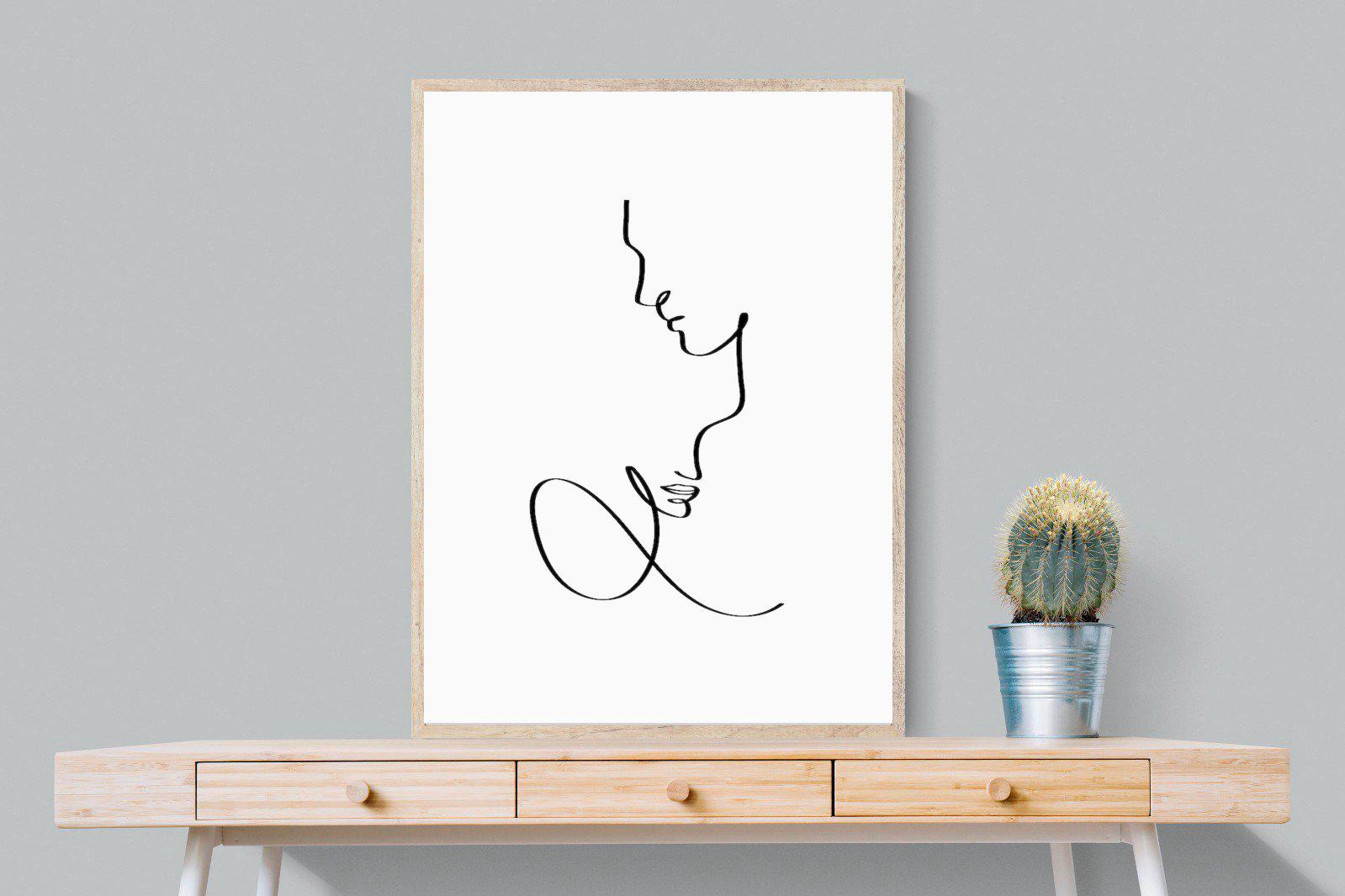 Line Drawn Couple-Wall_Art-75 x 100cm-Mounted Canvas-Wood-Pixalot