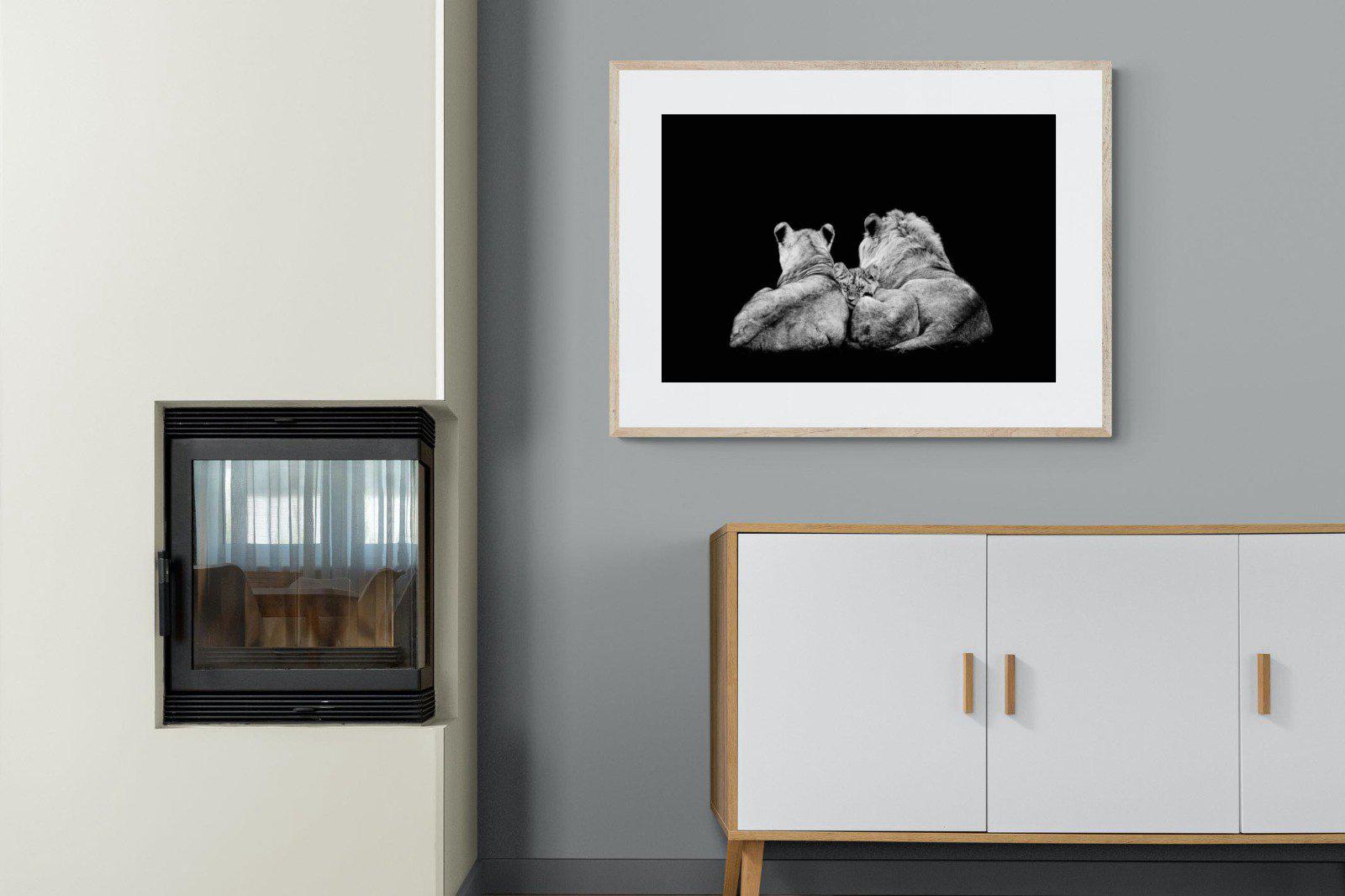 Lion Family-Wall_Art-100 x 75cm-Framed Print-Wood-Pixalot