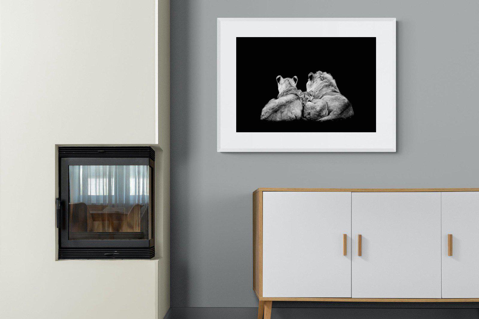 Lion Family-Wall_Art-100 x 75cm-Framed Print-White-Pixalot