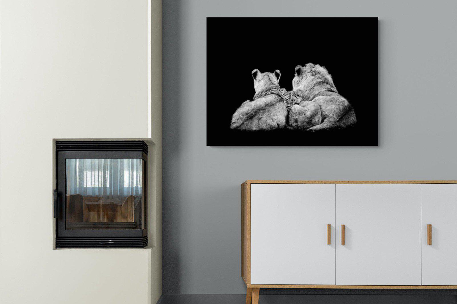 Lion Family-Wall_Art-100 x 75cm-Mounted Canvas-No Frame-Pixalot