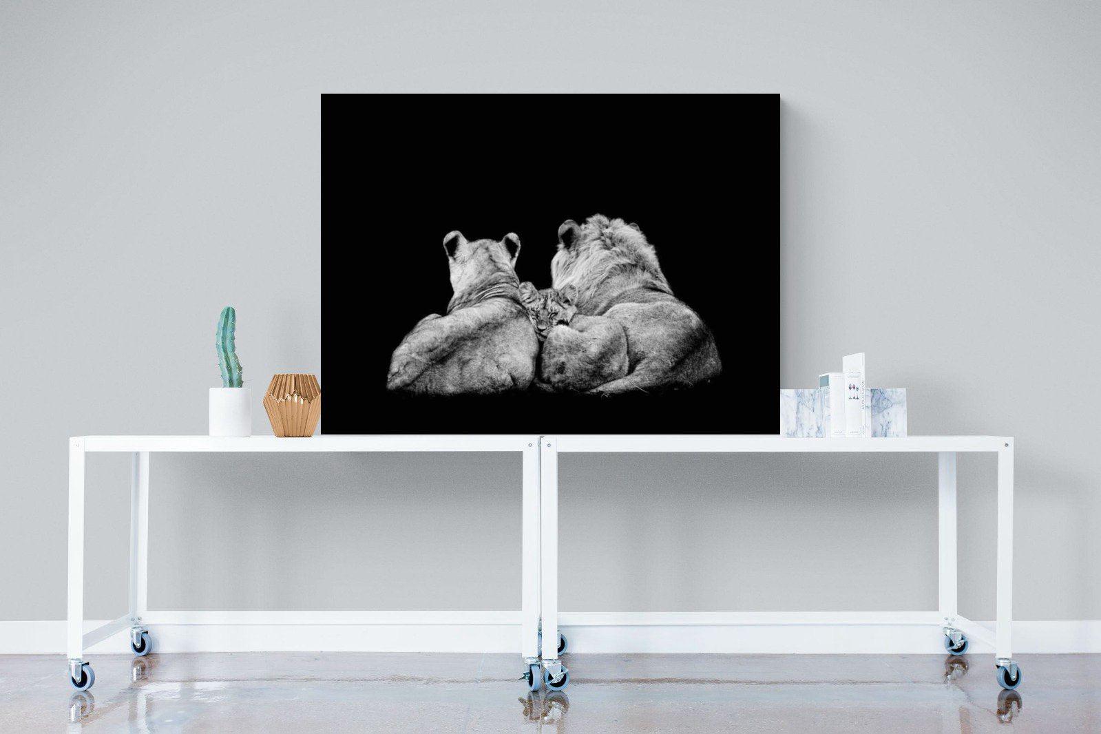 Lion Family-Wall_Art-120 x 90cm-Mounted Canvas-No Frame-Pixalot