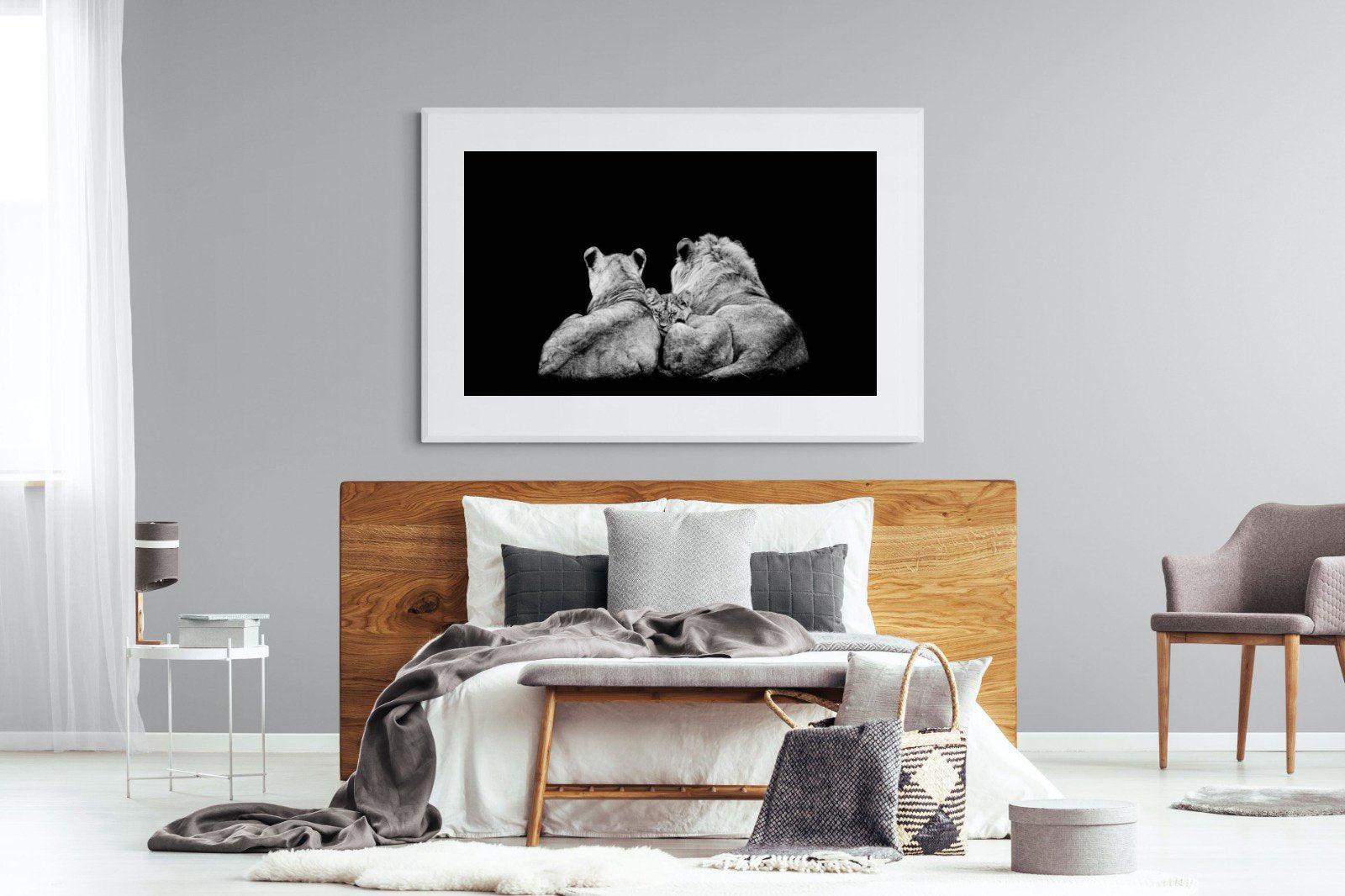 Lion Family-Wall_Art-150 x 100cm-Framed Print-White-Pixalot