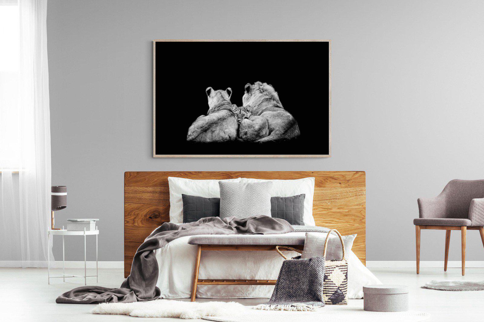 Lion Family-Wall_Art-150 x 100cm-Mounted Canvas-Wood-Pixalot