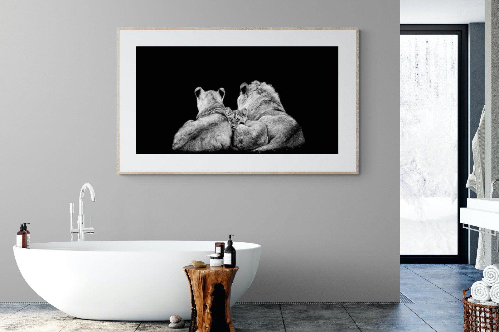 Lion Family-Wall_Art-180 x 110cm-Framed Print-Wood-Pixalot