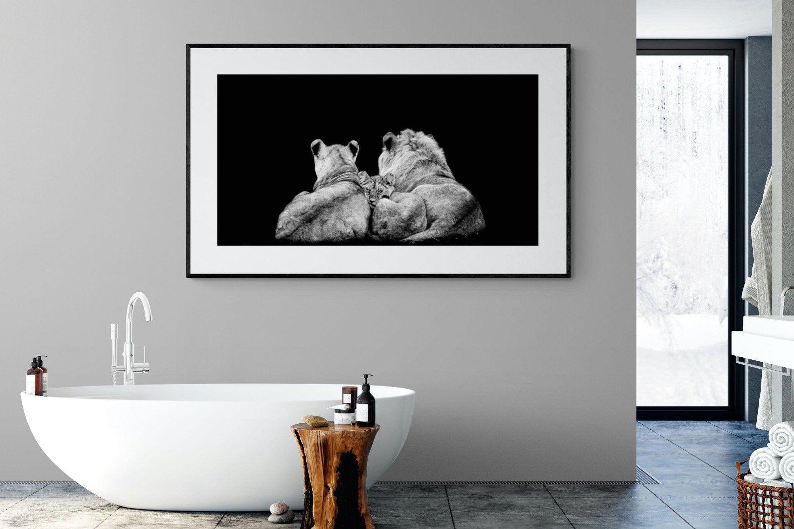 Lion Family-Wall_Art-180 x 110cm-Framed Print-Black-Pixalot