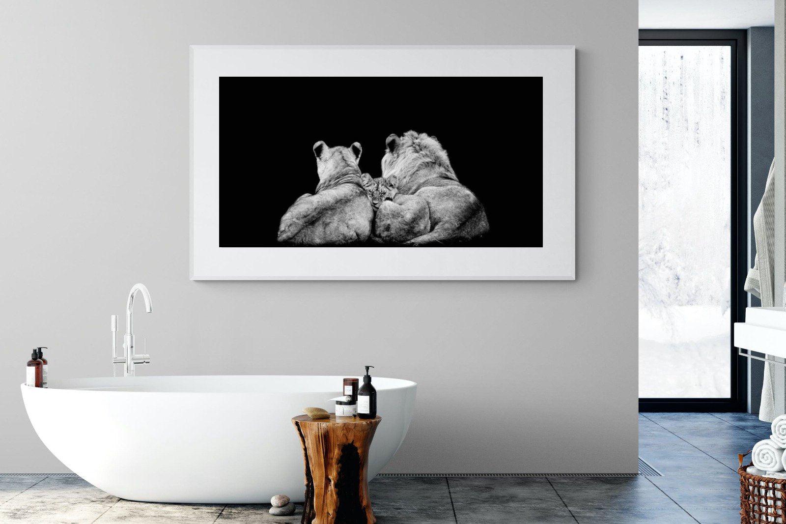 Lion Family-Wall_Art-180 x 110cm-Framed Print-White-Pixalot