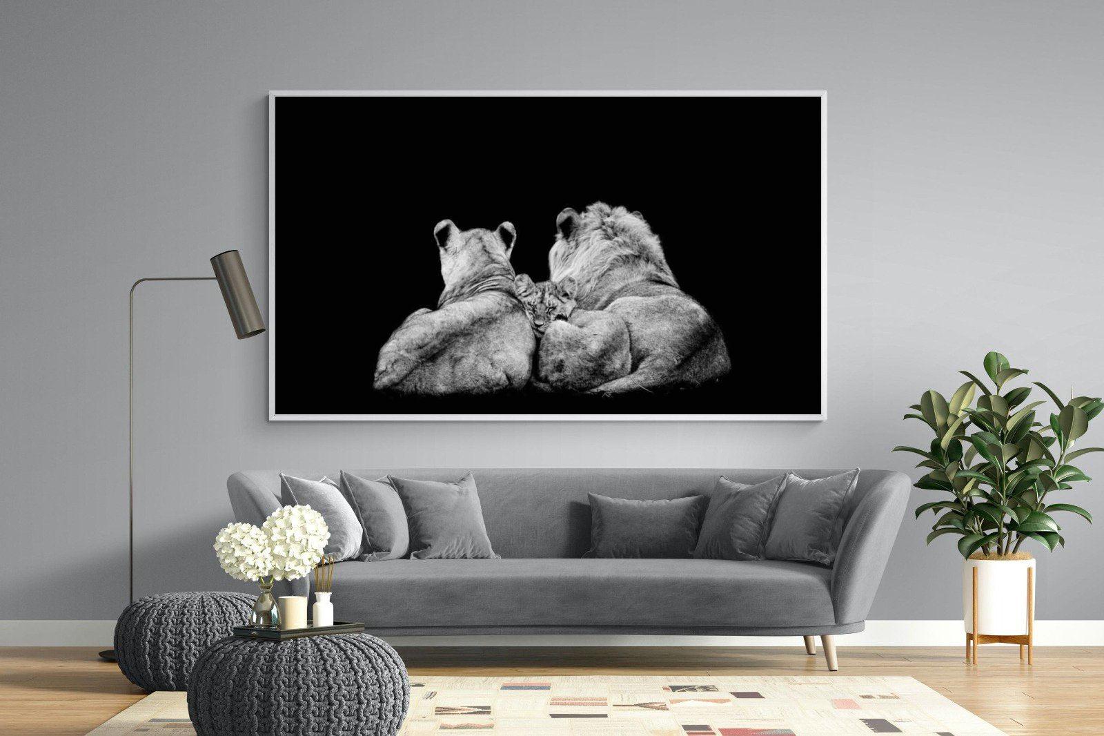 Lion Family-Wall_Art-220 x 130cm-Mounted Canvas-White-Pixalot