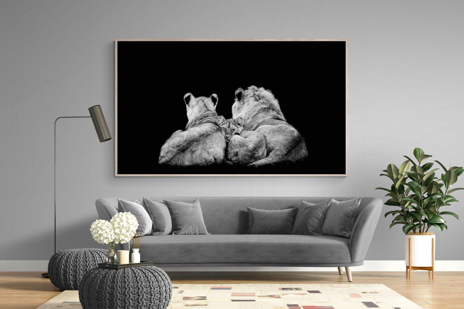 Lion Family-Wall_Art-220 x 130cm-Mounted Canvas-Wood-Pixalot