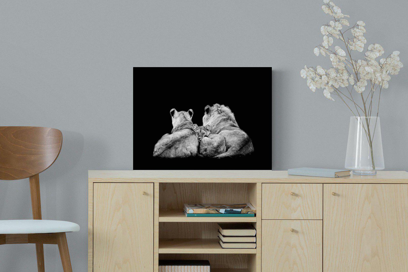 Lion Family-Wall_Art-60 x 45cm-Mounted Canvas-No Frame-Pixalot
