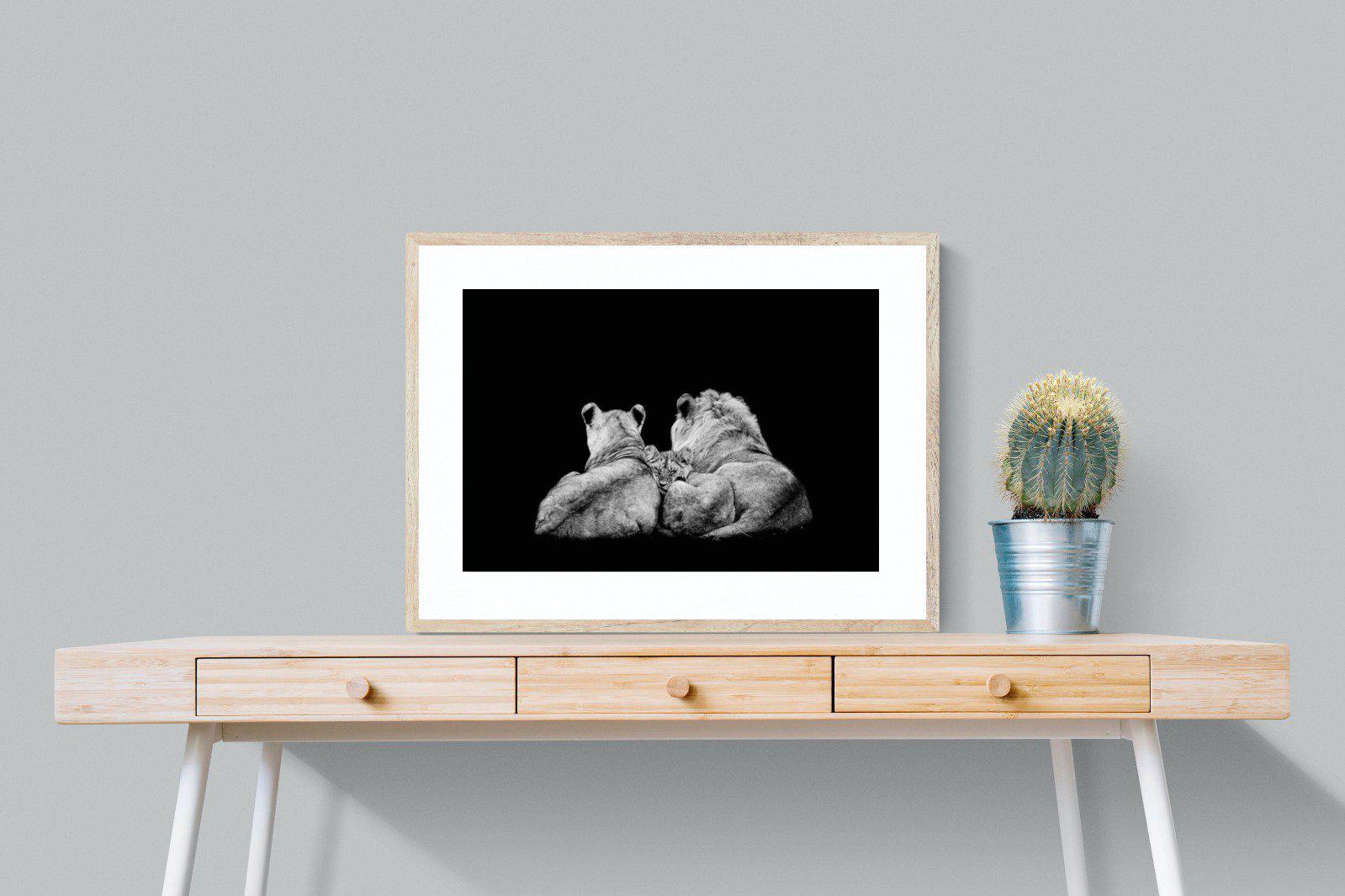 Lion Family-Wall_Art-80 x 60cm-Framed Print-Wood-Pixalot