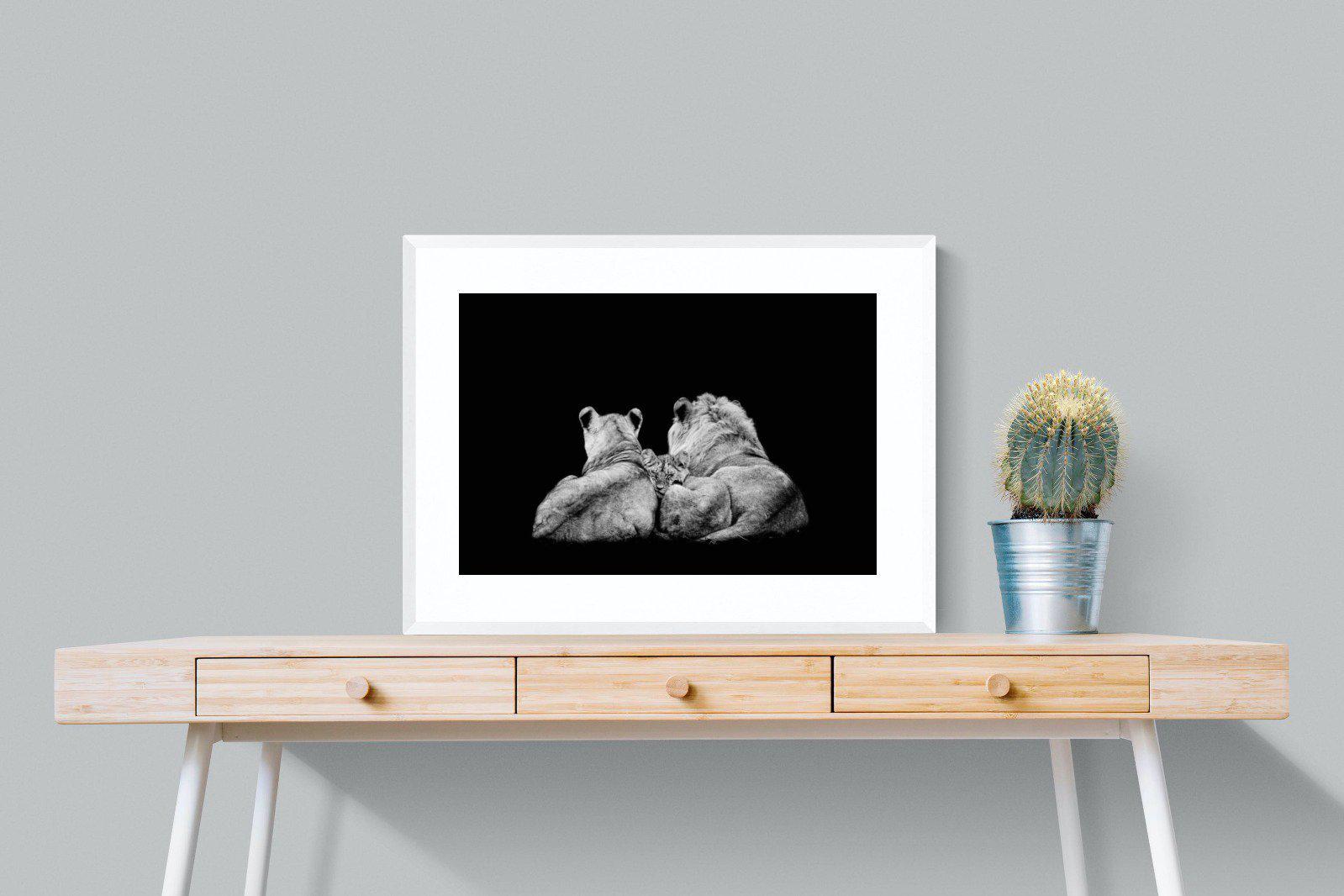 Lion Family-Wall_Art-80 x 60cm-Framed Print-White-Pixalot