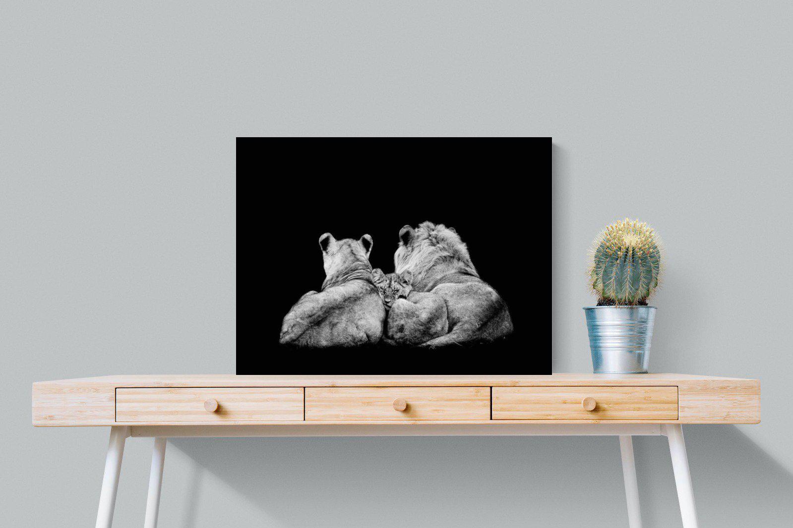 Lion Family-Wall_Art-80 x 60cm-Mounted Canvas-No Frame-Pixalot