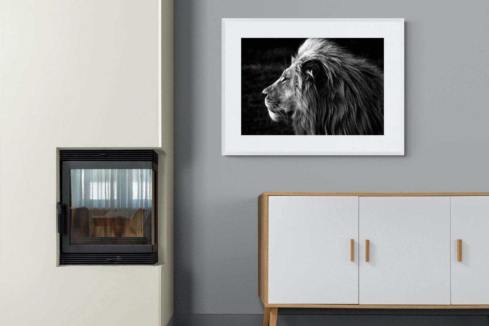Lion King-Wall_Art-100 x 75cm-Framed Print-White-Pixalot