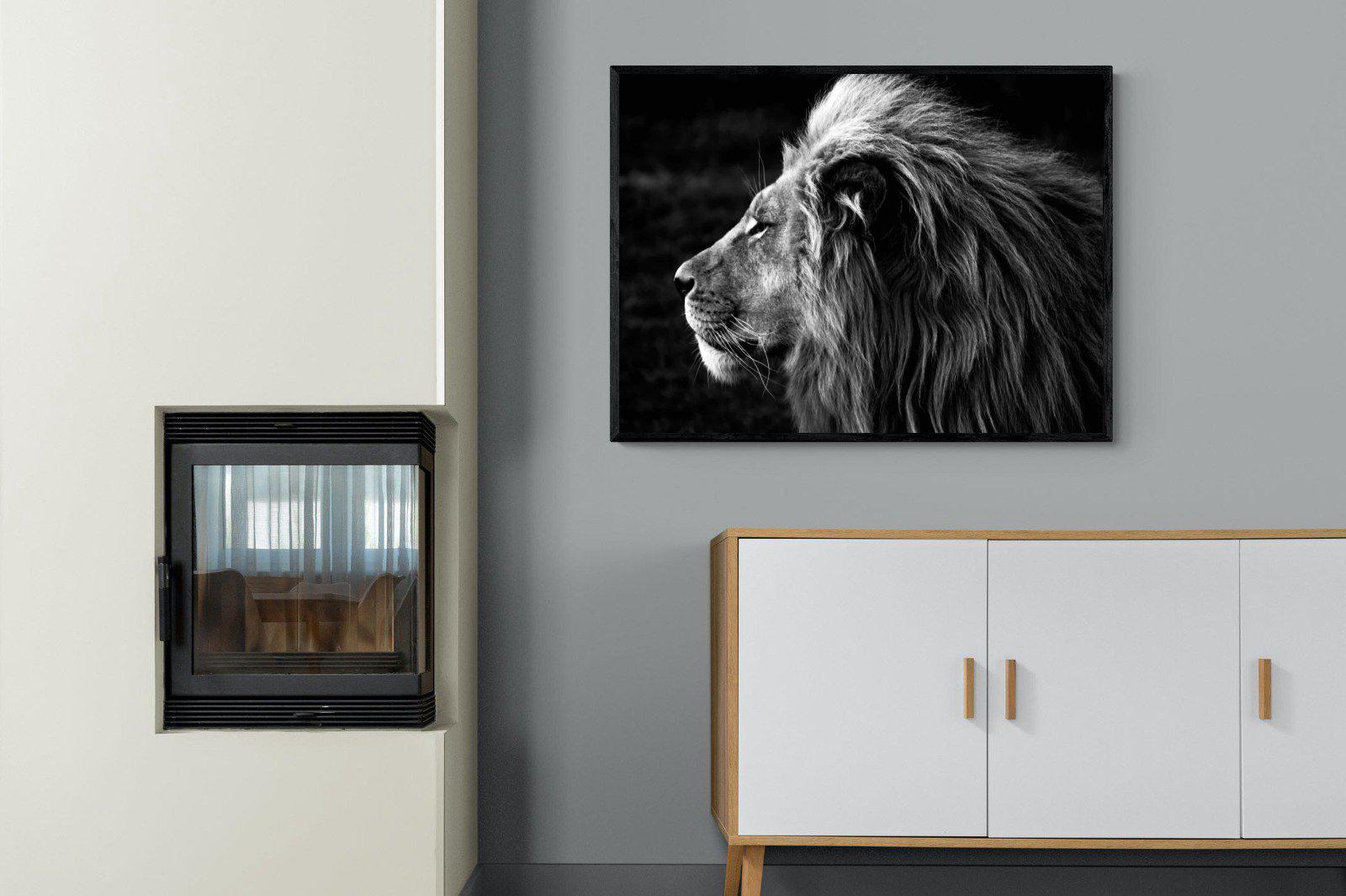 Lion King-Wall_Art-100 x 75cm-Mounted Canvas-Black-Pixalot