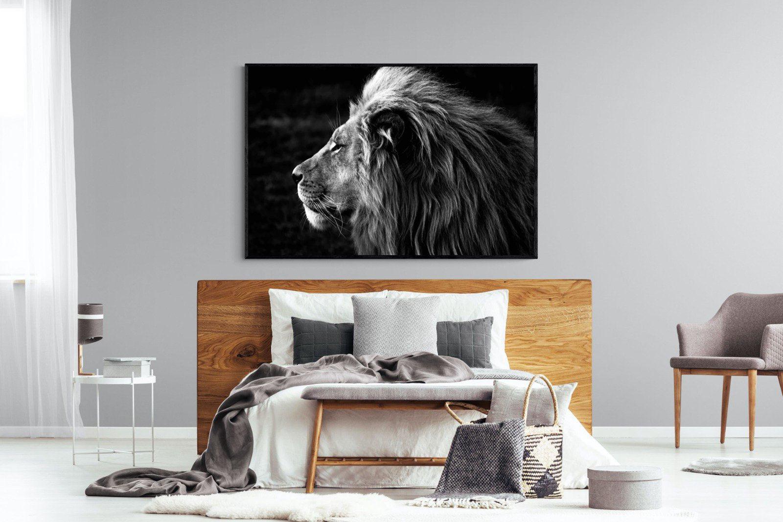 Lion King-Wall_Art-150 x 100cm-Mounted Canvas-Black-Pixalot
