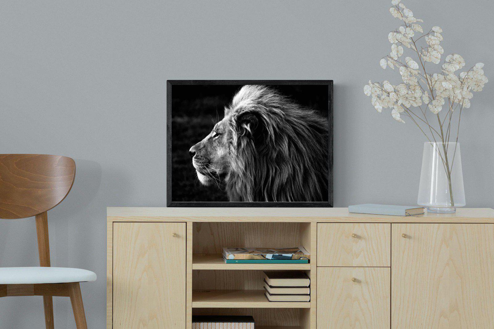 Lion King-Wall_Art-60 x 45cm-Mounted Canvas-Black-Pixalot