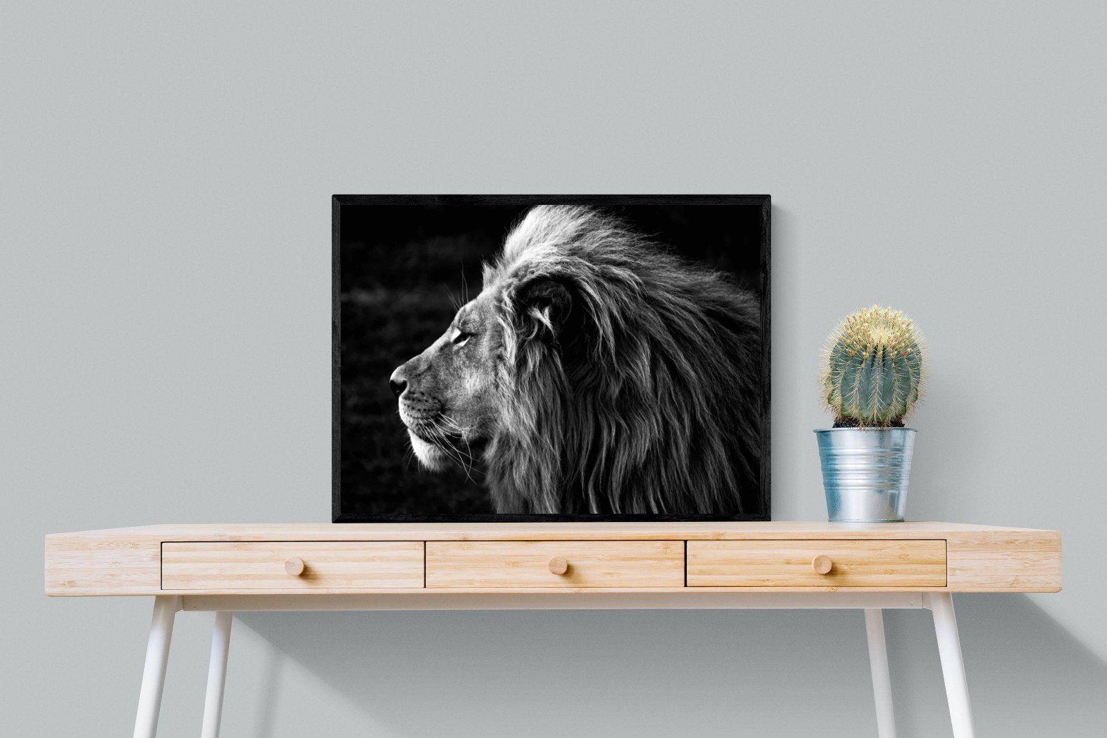 Lion King-Wall_Art-80 x 60cm-Mounted Canvas-Black-Pixalot