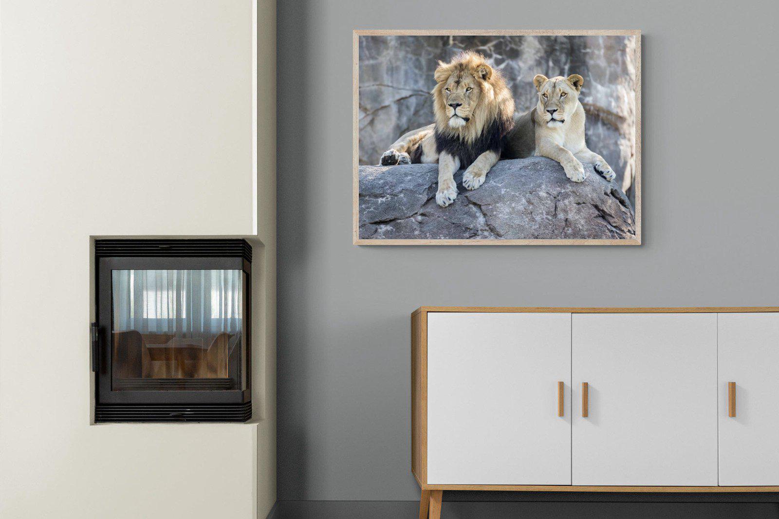 Lion & Lioness-Wall_Art-100 x 75cm-Mounted Canvas-Wood-Pixalot