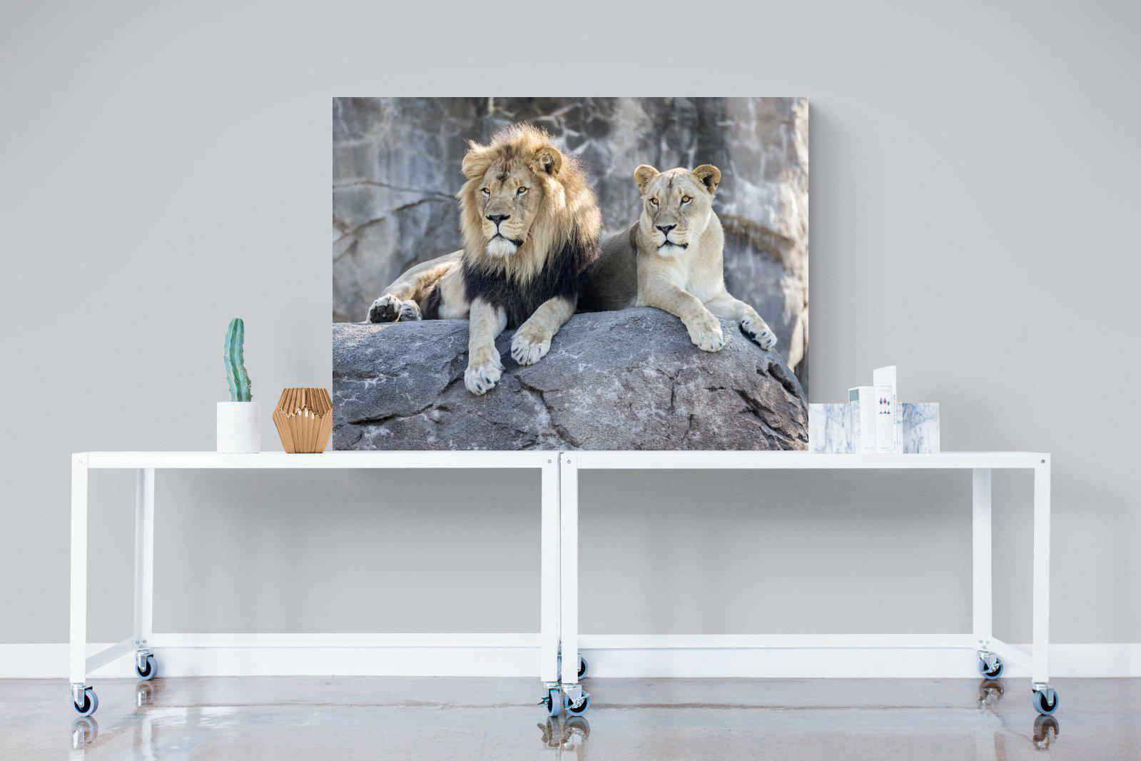 Lion & Lioness-Wall_Art-120 x 90cm-Mounted Canvas-No Frame-Pixalot