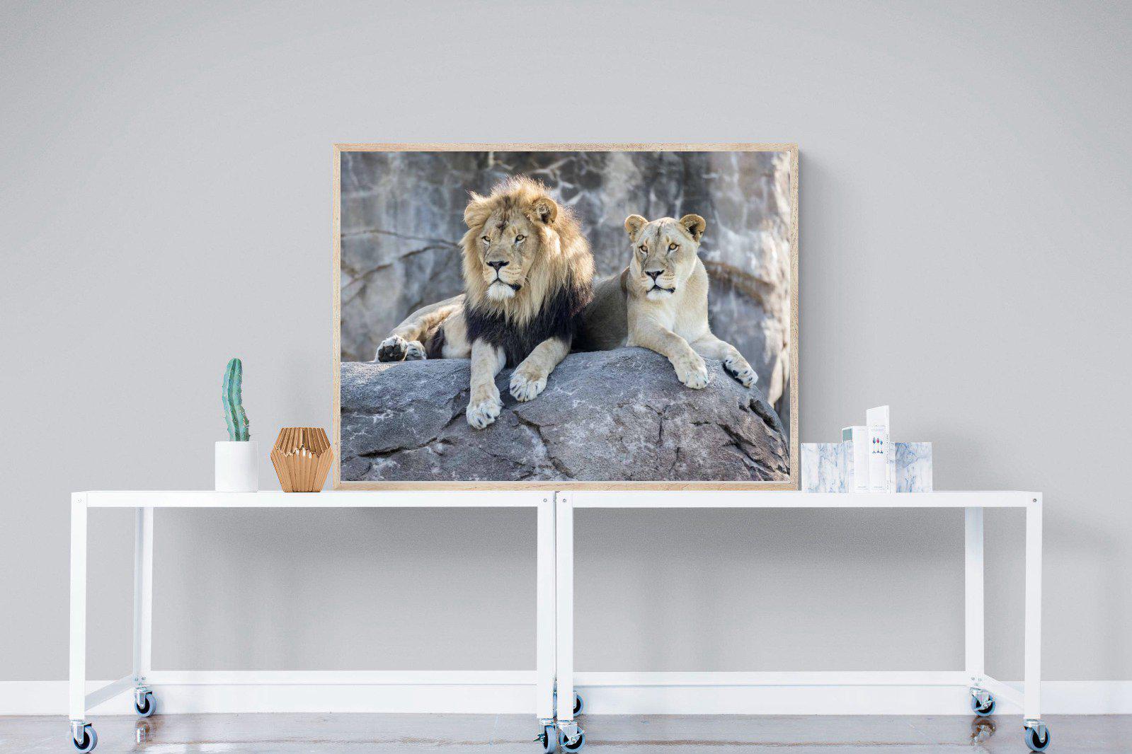 Lion & Lioness-Wall_Art-120 x 90cm-Mounted Canvas-Wood-Pixalot