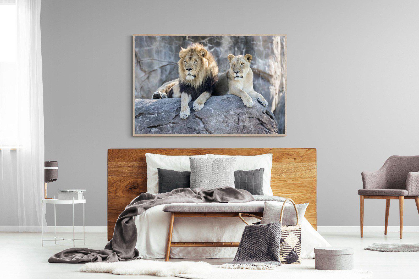 Lion & Lioness-Wall_Art-150 x 100cm-Mounted Canvas-Wood-Pixalot