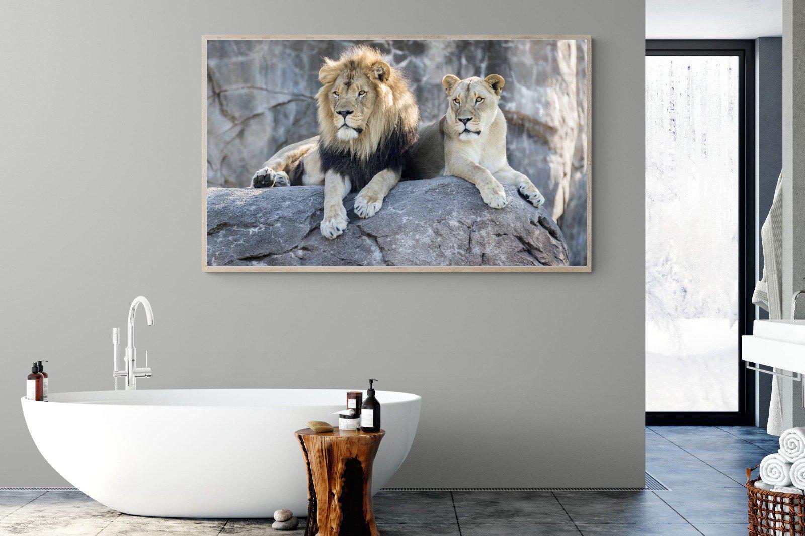 Lion & Lioness-Wall_Art-180 x 110cm-Mounted Canvas-Wood-Pixalot