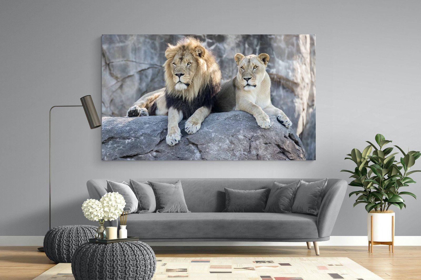 Lion & Lioness-Wall_Art-220 x 130cm-Mounted Canvas-No Frame-Pixalot