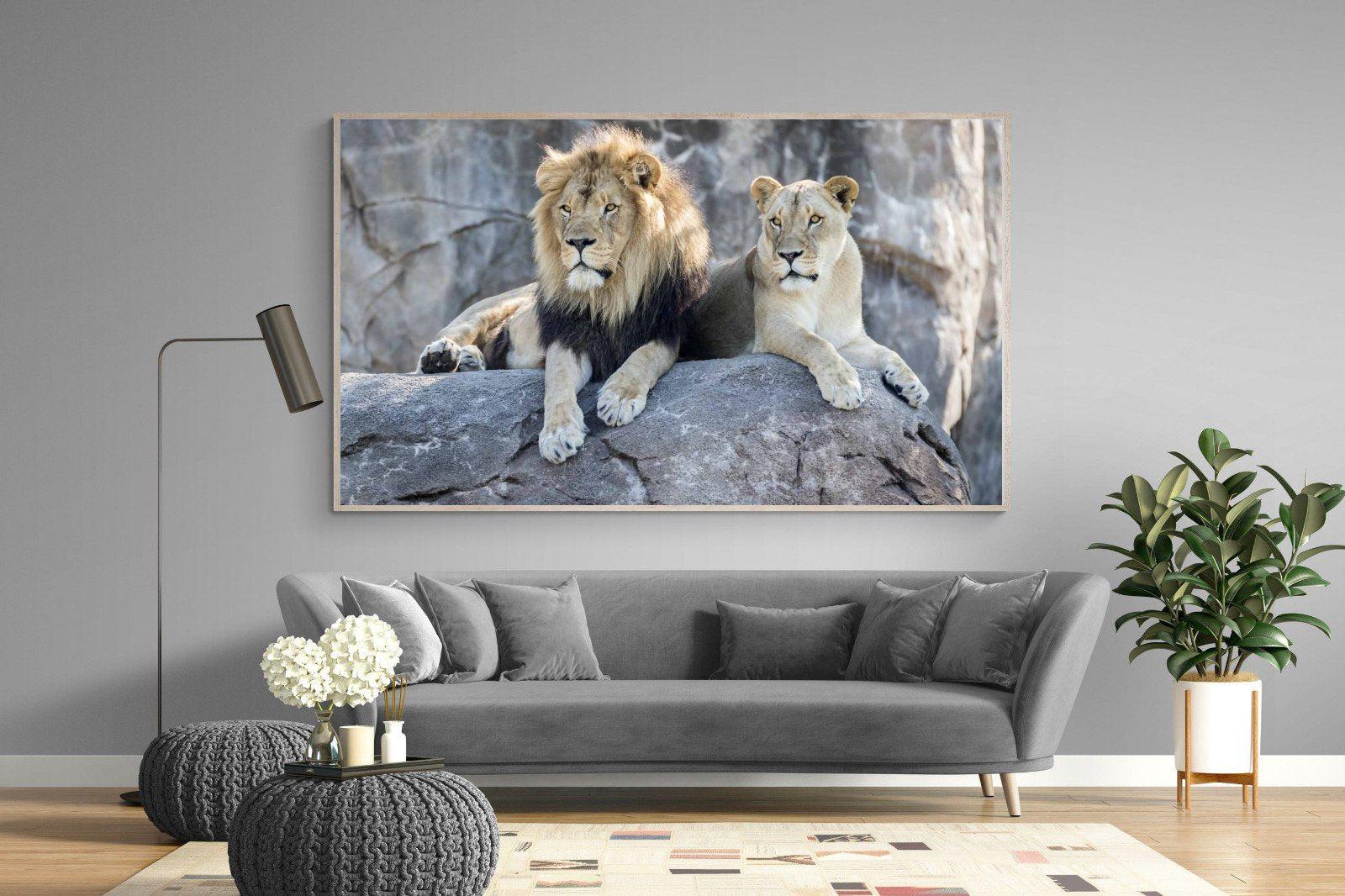 Lion & Lioness-Wall_Art-220 x 130cm-Mounted Canvas-Wood-Pixalot