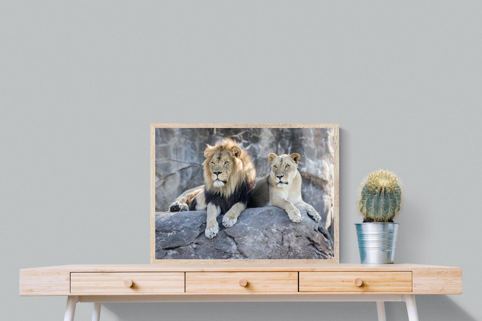Lion & Lioness-Wall_Art-80 x 60cm-Mounted Canvas-Wood-Pixalot