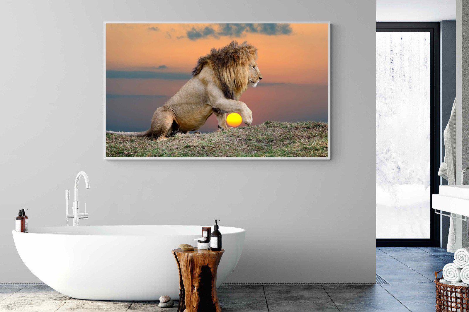 Lion Sunset-Wall_Art-180 x 110cm-Mounted Canvas-White-Pixalot