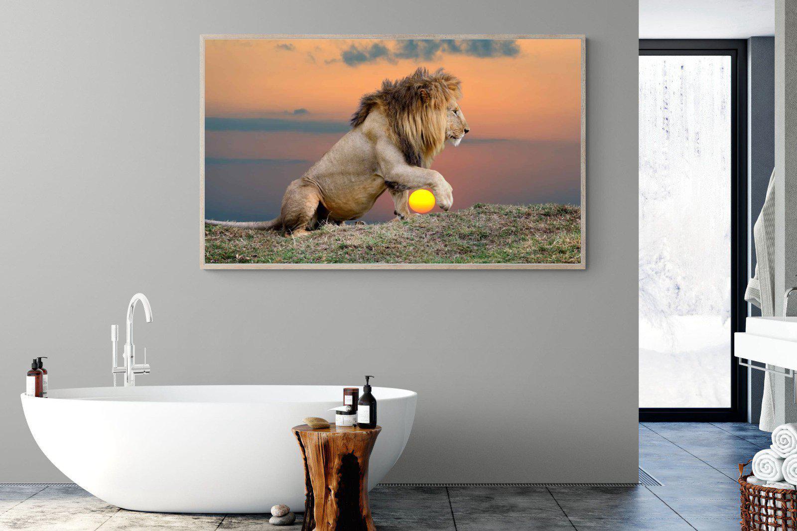 Lion Sunset-Wall_Art-180 x 110cm-Mounted Canvas-Wood-Pixalot