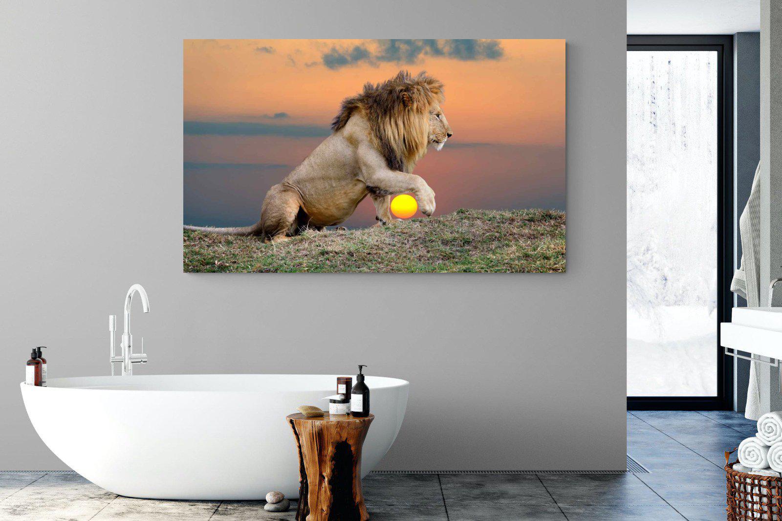 Lion Sunset-Wall_Art-180 x 110cm-Mounted Canvas-No Frame-Pixalot