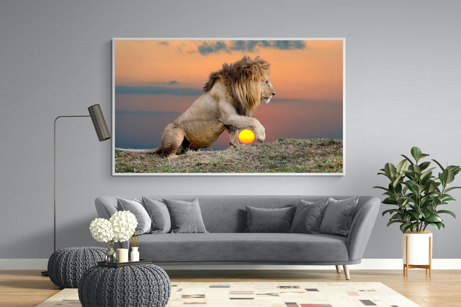 Lion Sunset-Wall_Art-220 x 130cm-Mounted Canvas-White-Pixalot