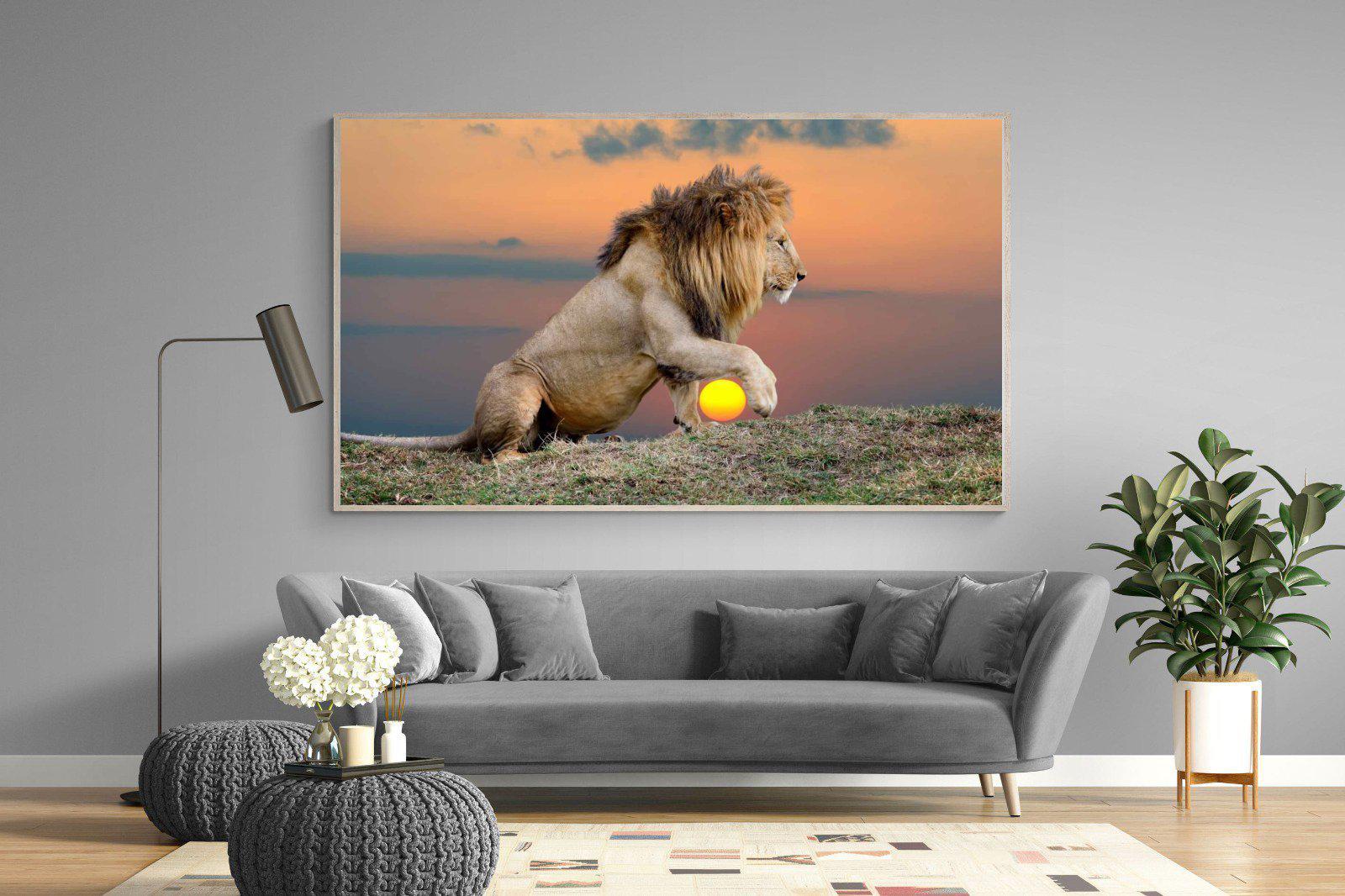Lion Sunset-Wall_Art-220 x 130cm-Mounted Canvas-Wood-Pixalot