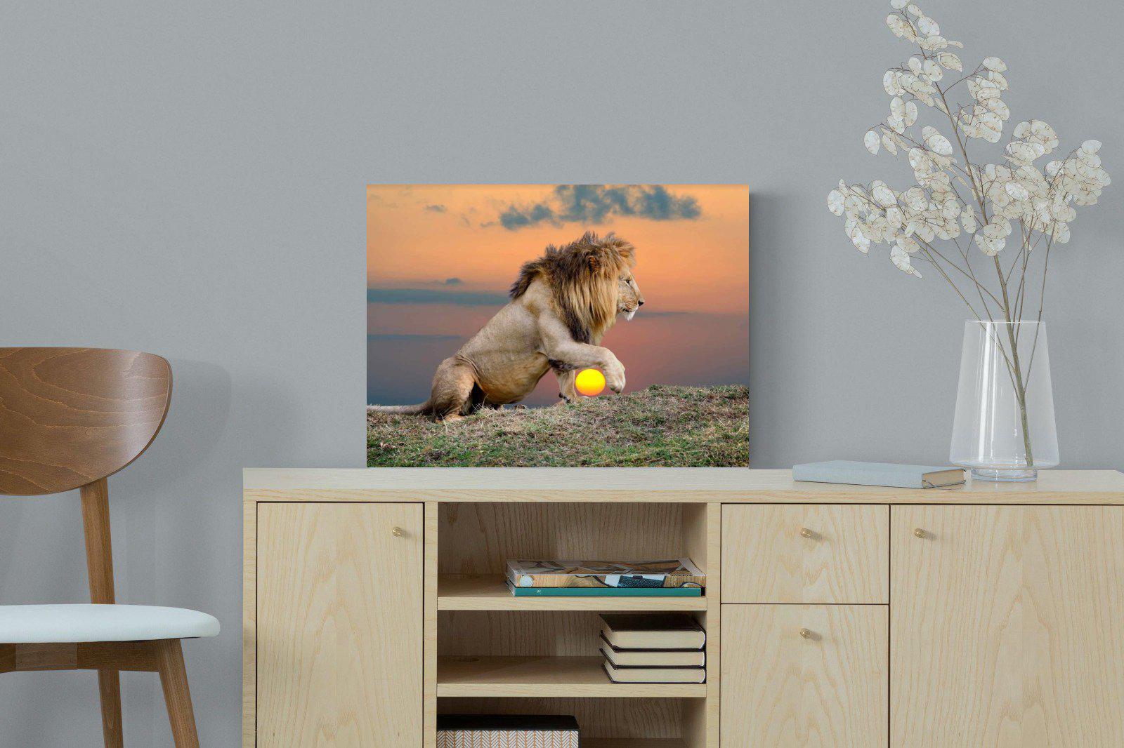Lion Sunset-Wall_Art-60 x 45cm-Mounted Canvas-No Frame-Pixalot