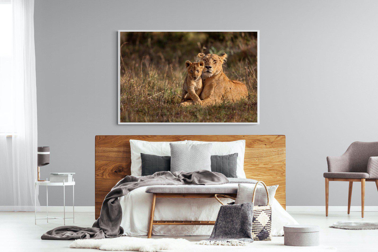 Lioness & Cub-Wall_Art-150 x 100cm-Mounted Canvas-White-Pixalot