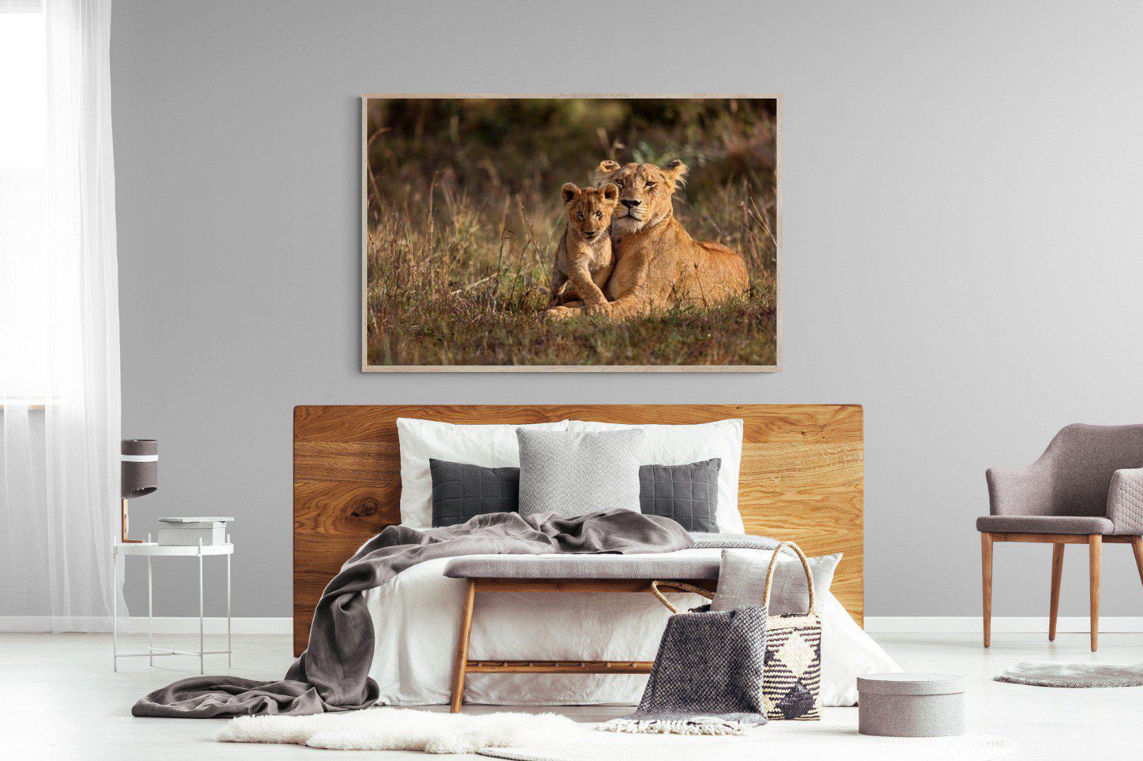 Lioness & Cub-Wall_Art-150 x 100cm-Mounted Canvas-Wood-Pixalot